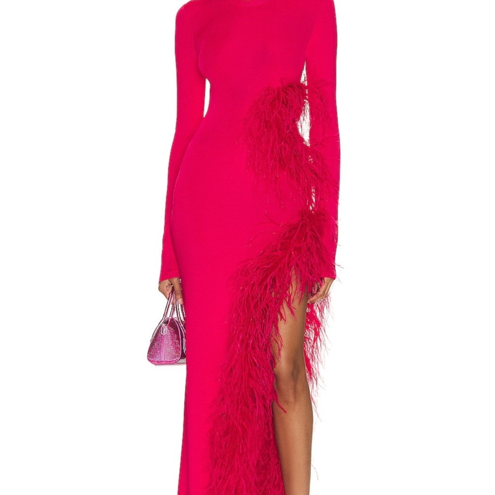 LAPOINTE Feather-Trim Cutout Long-Sleeve size L Pink